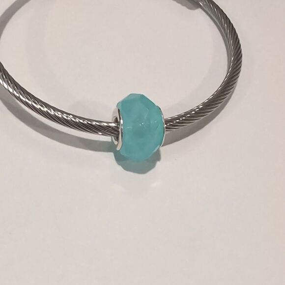 Silver‎ Blue Faceted Charm for Pandora Style - Picture 2 of 4